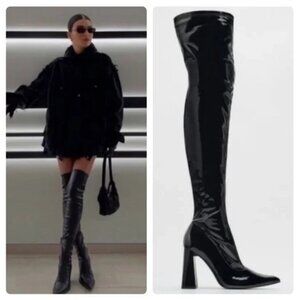 Zara Patent Over the Knee Boots